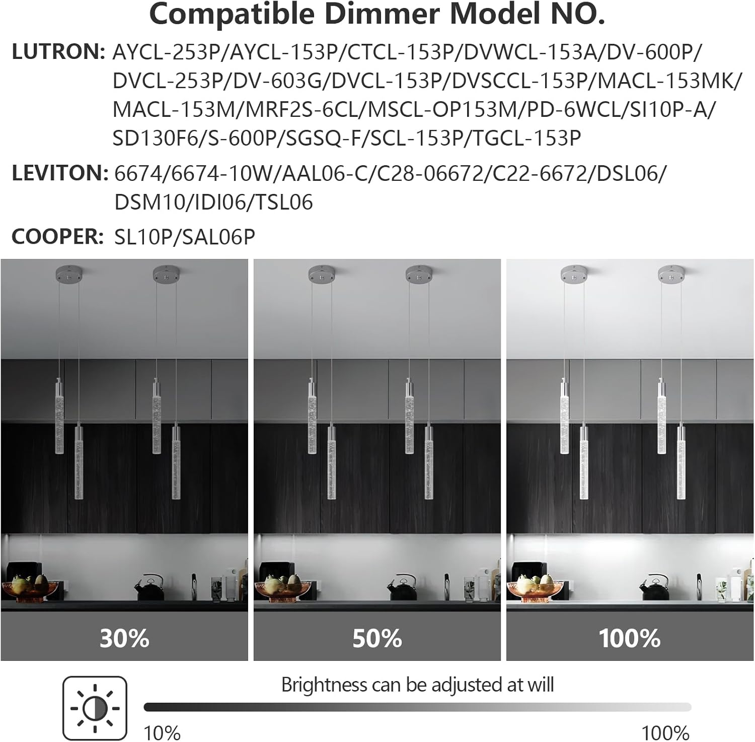 Dimmable Luxe Black Pendant Light — 2-Light - View 4