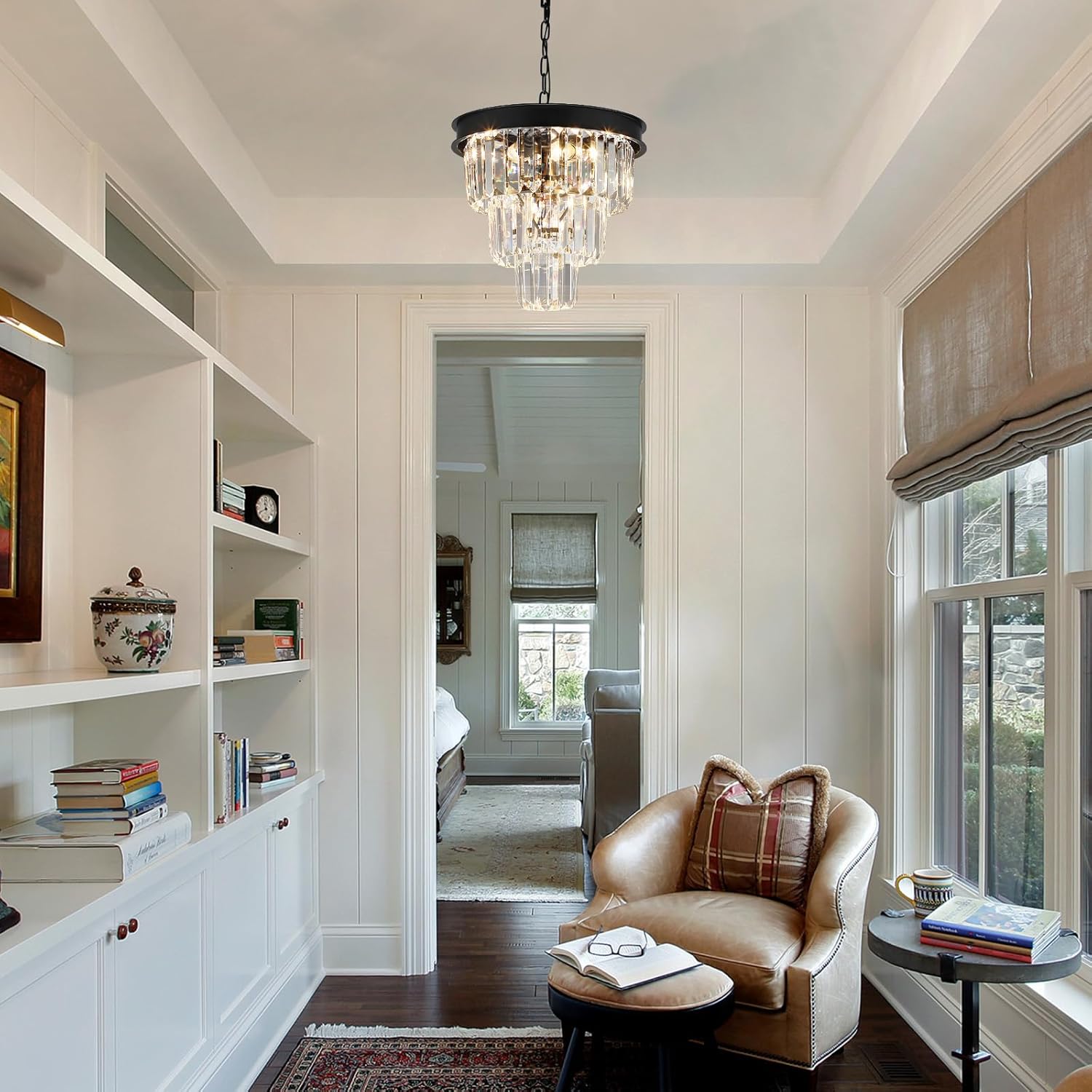 Luxe Black Chandelier — 12" - View 9
