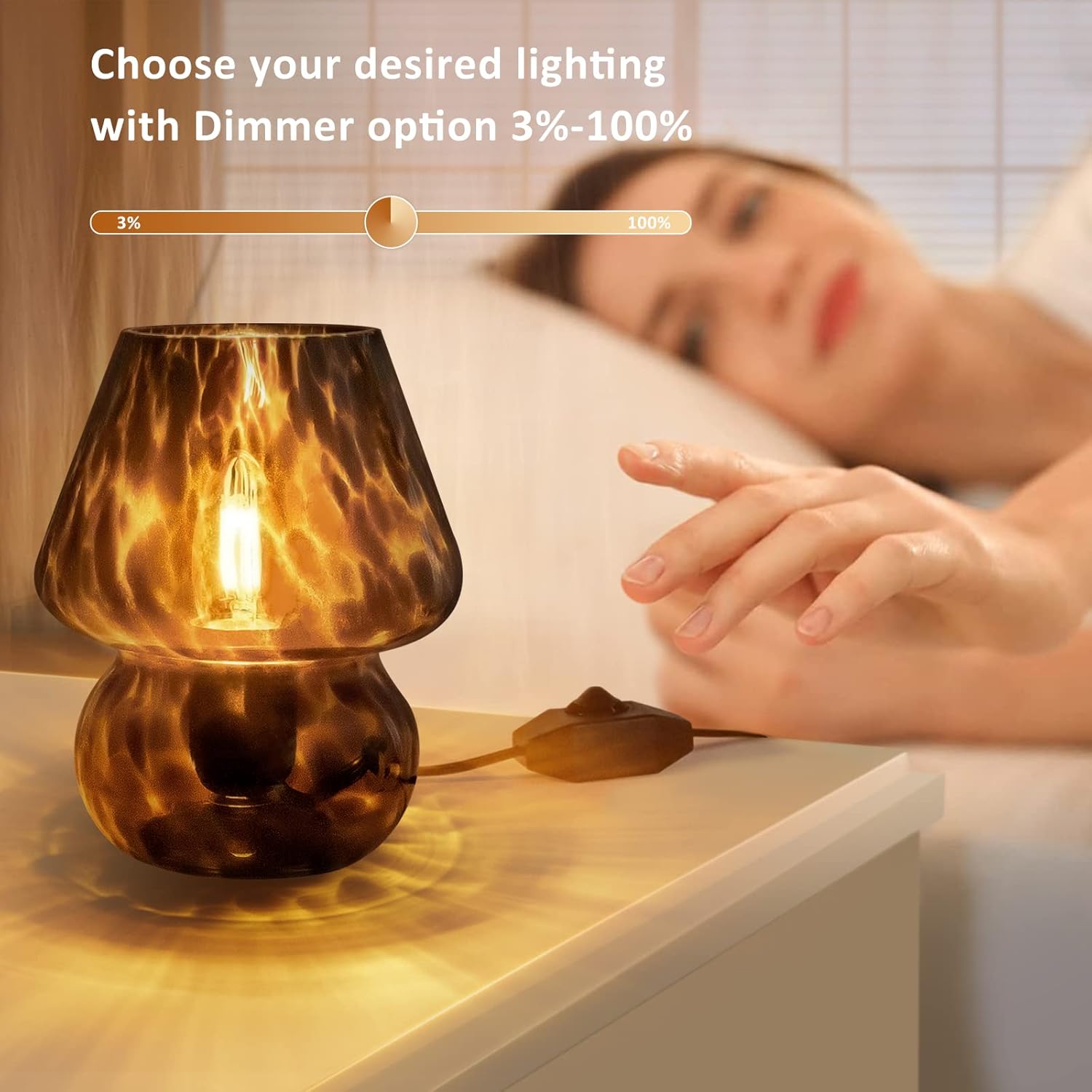 Dimmable Black Bedside Lamp - View 2