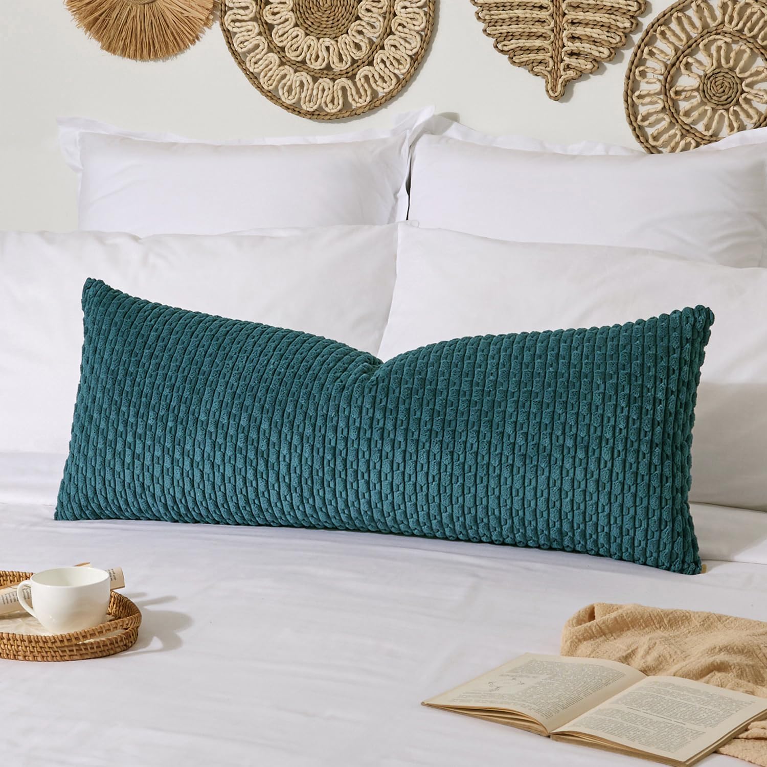 Lumbar Boho Beige Throw Pillow Cover — 36" — 54" x 20" (Pack of 1)