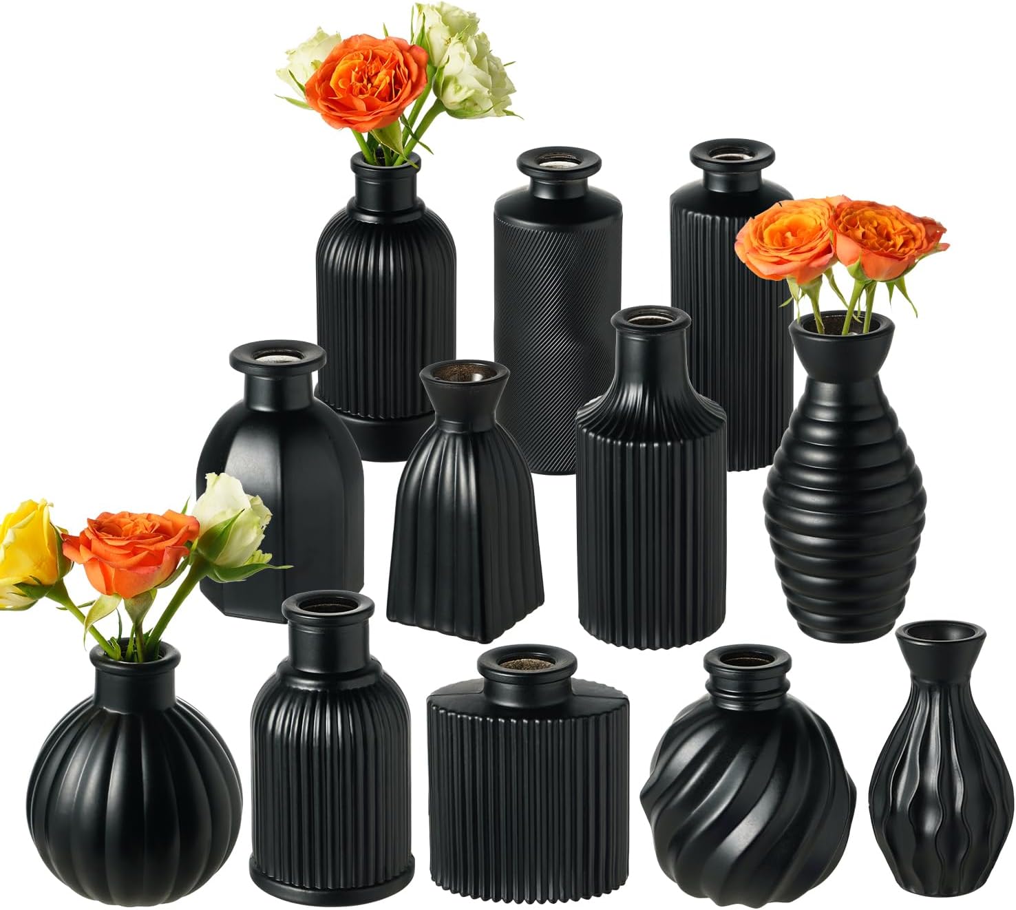 Vintage Farmhouse Black Flower Vase — Matte Black