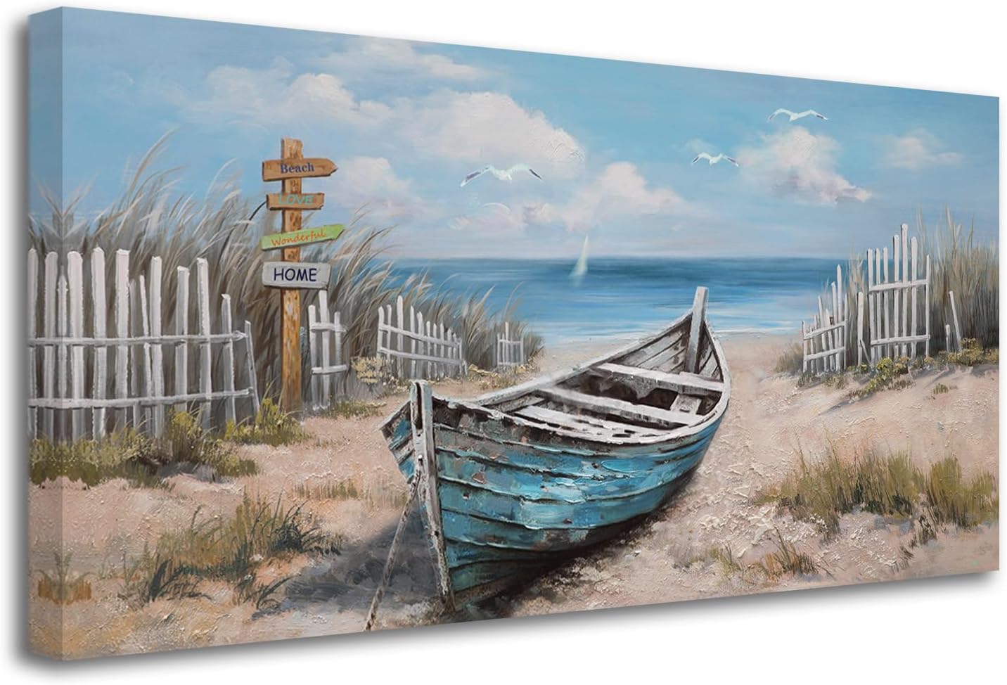 Framed Blue Canvas Wall Art — 48" — 40"L x 20"W
