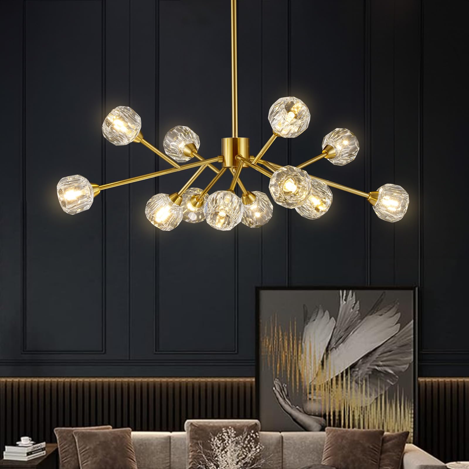 Luxe Black Chandelier — 36"