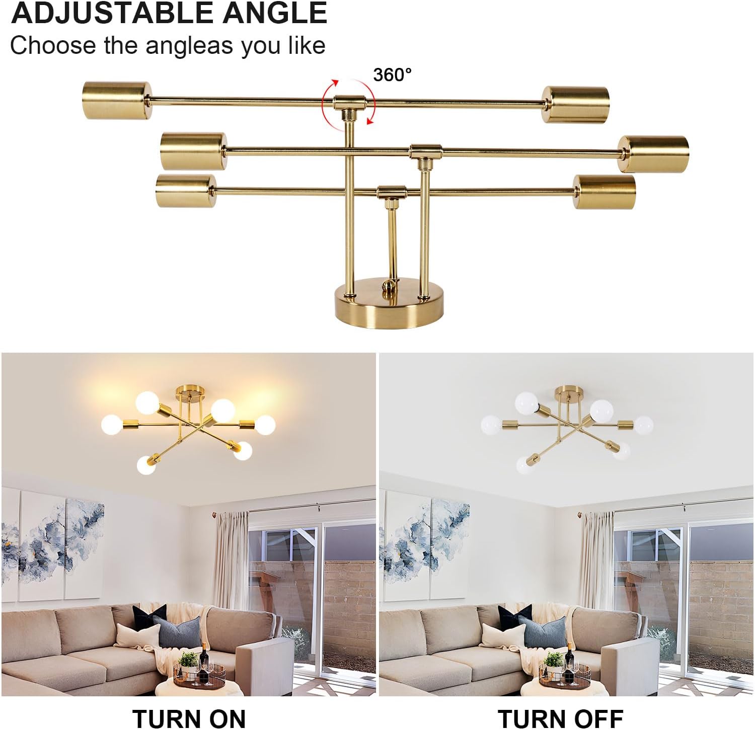 Luxe Black Chandelier — 6-Light - View 3