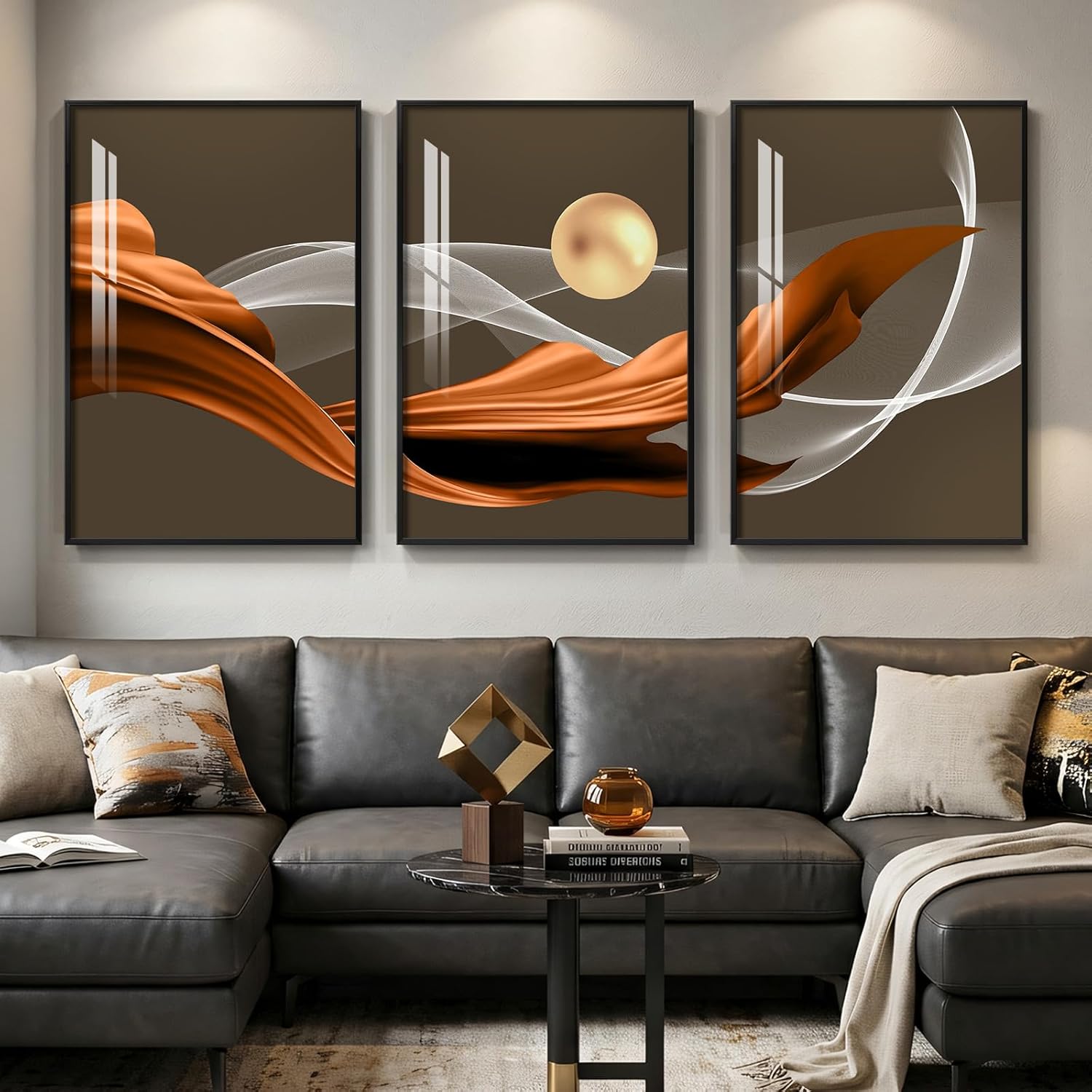 Framed Luxe Black Wall Decor — 36" — 36" H X 24" W X 3pcs