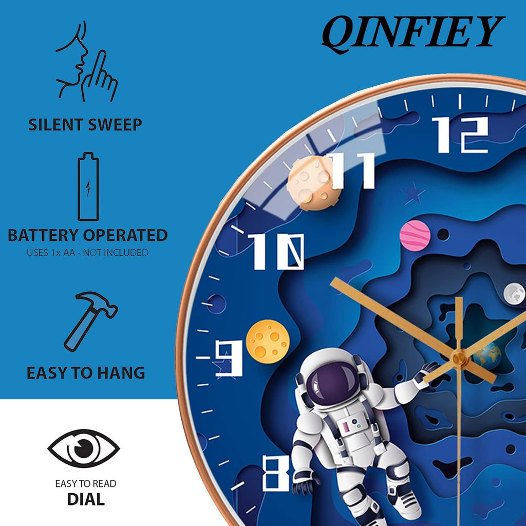 Battery Operated Blue Wall Clock — 12" - View 3