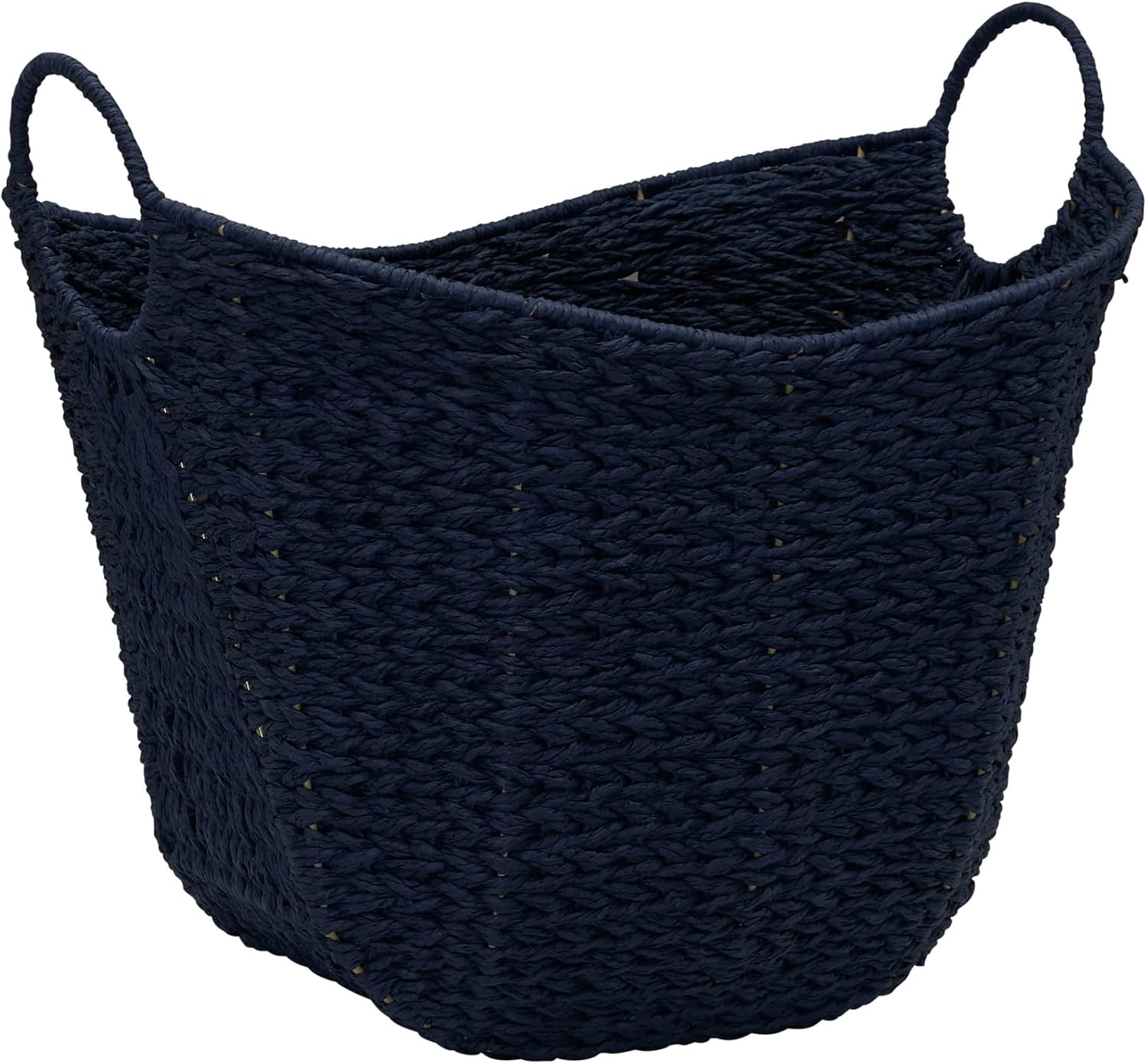 Boho Beige Storage Basket — Blue Paper Rope