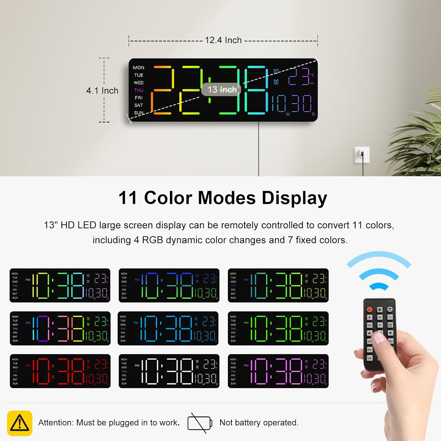 RGB Wall Clock — 13" - View 2