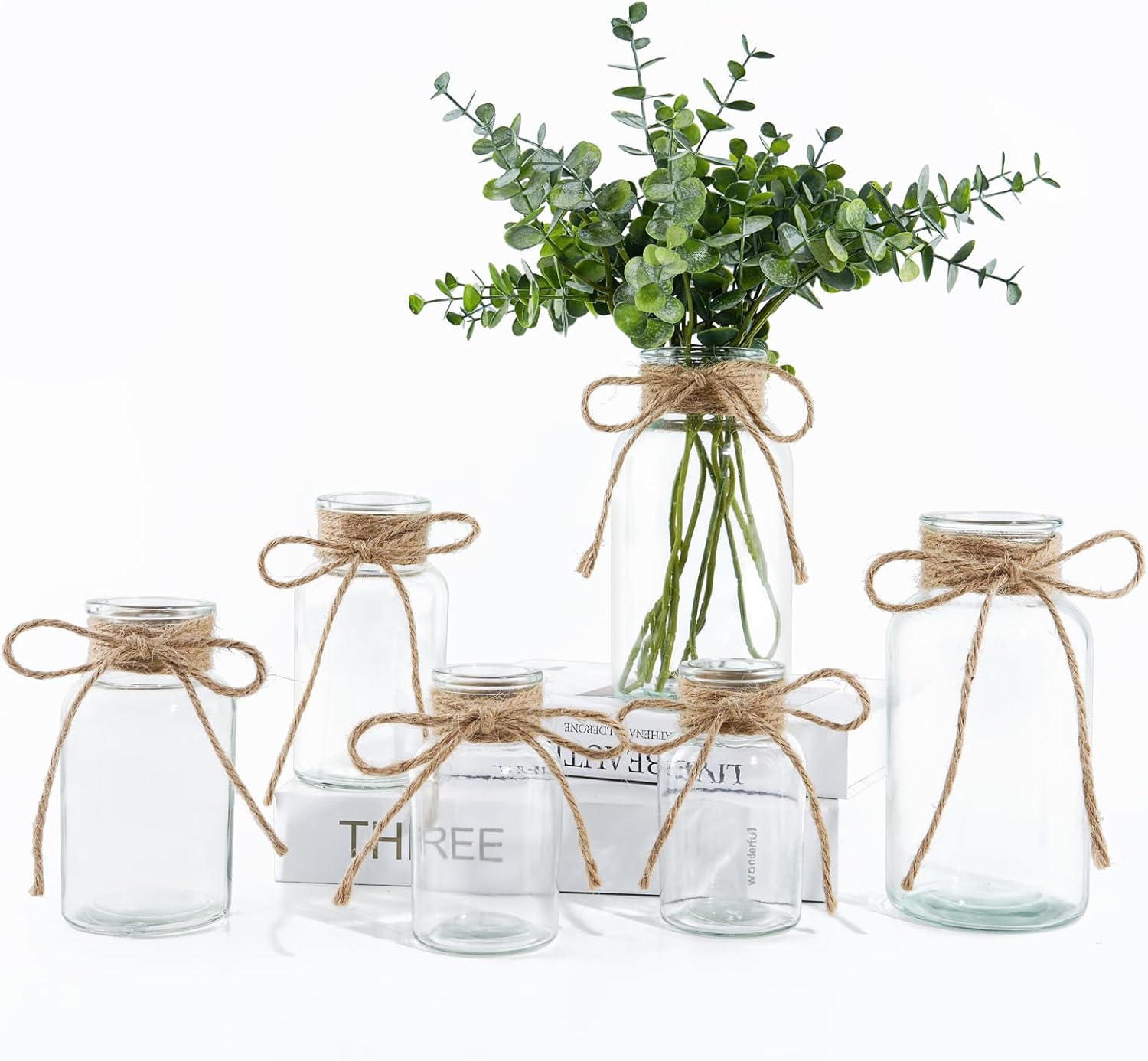 Vintage Farmhouse Grey Vase — Set of 3 — Clear