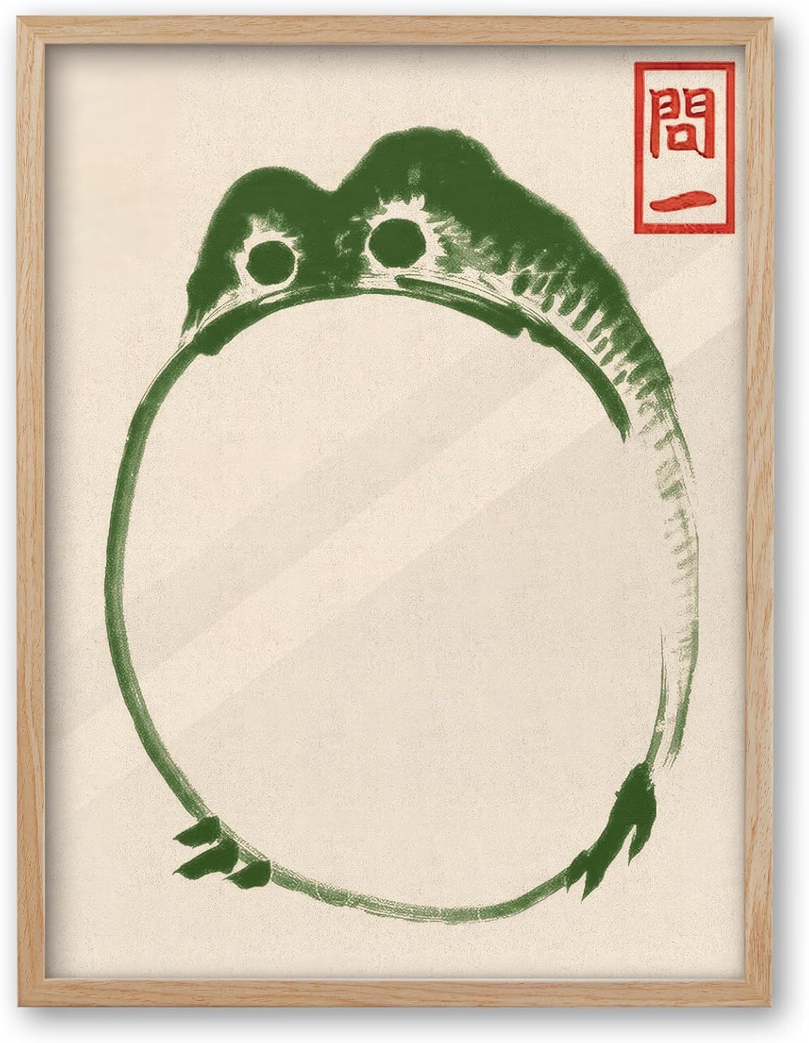 Vintage Black Framed Wall Art — 16" — Oak Wood Framed Matsumoto Hoji's Frog