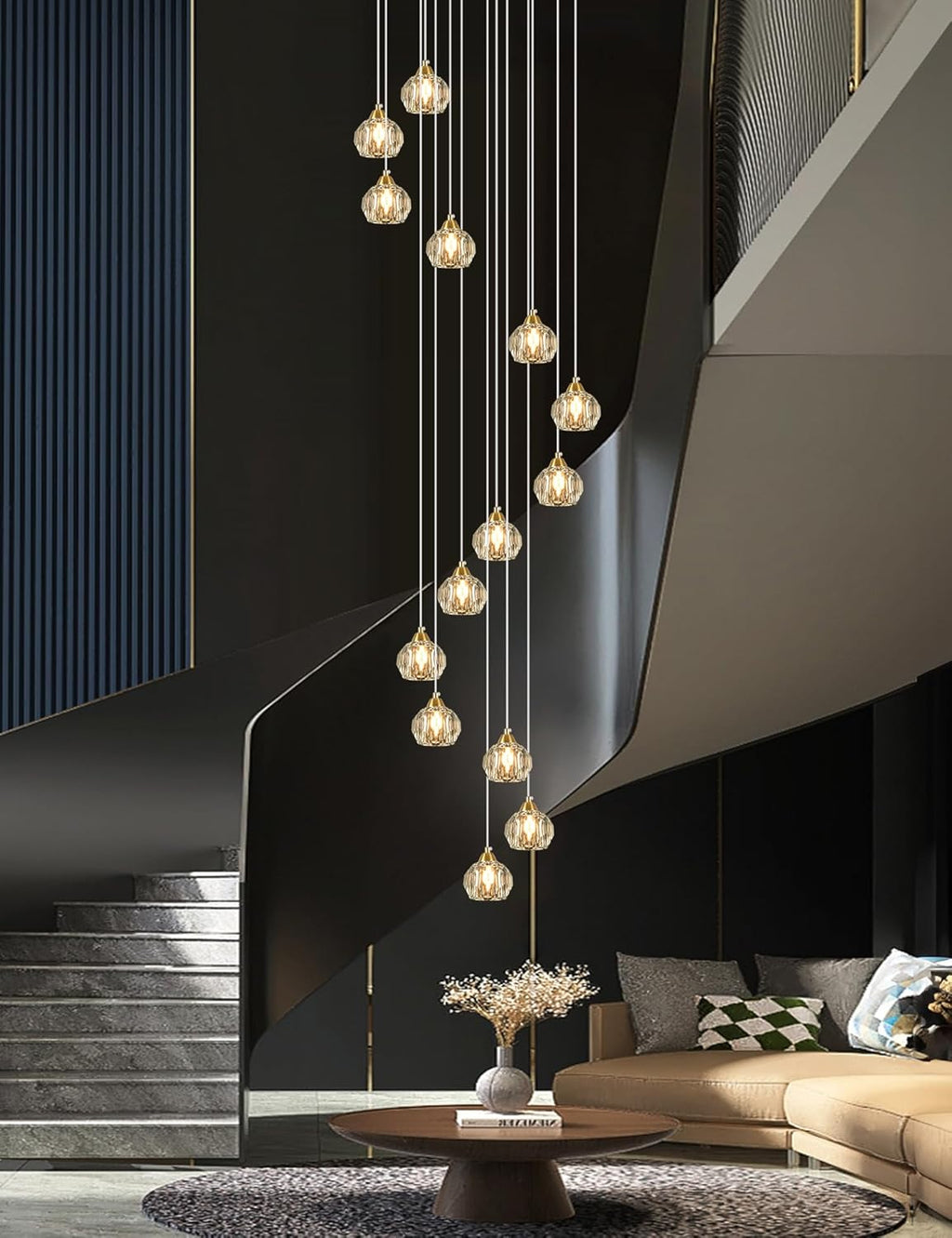Luxe Black Chandelier — 14-Light - View 6