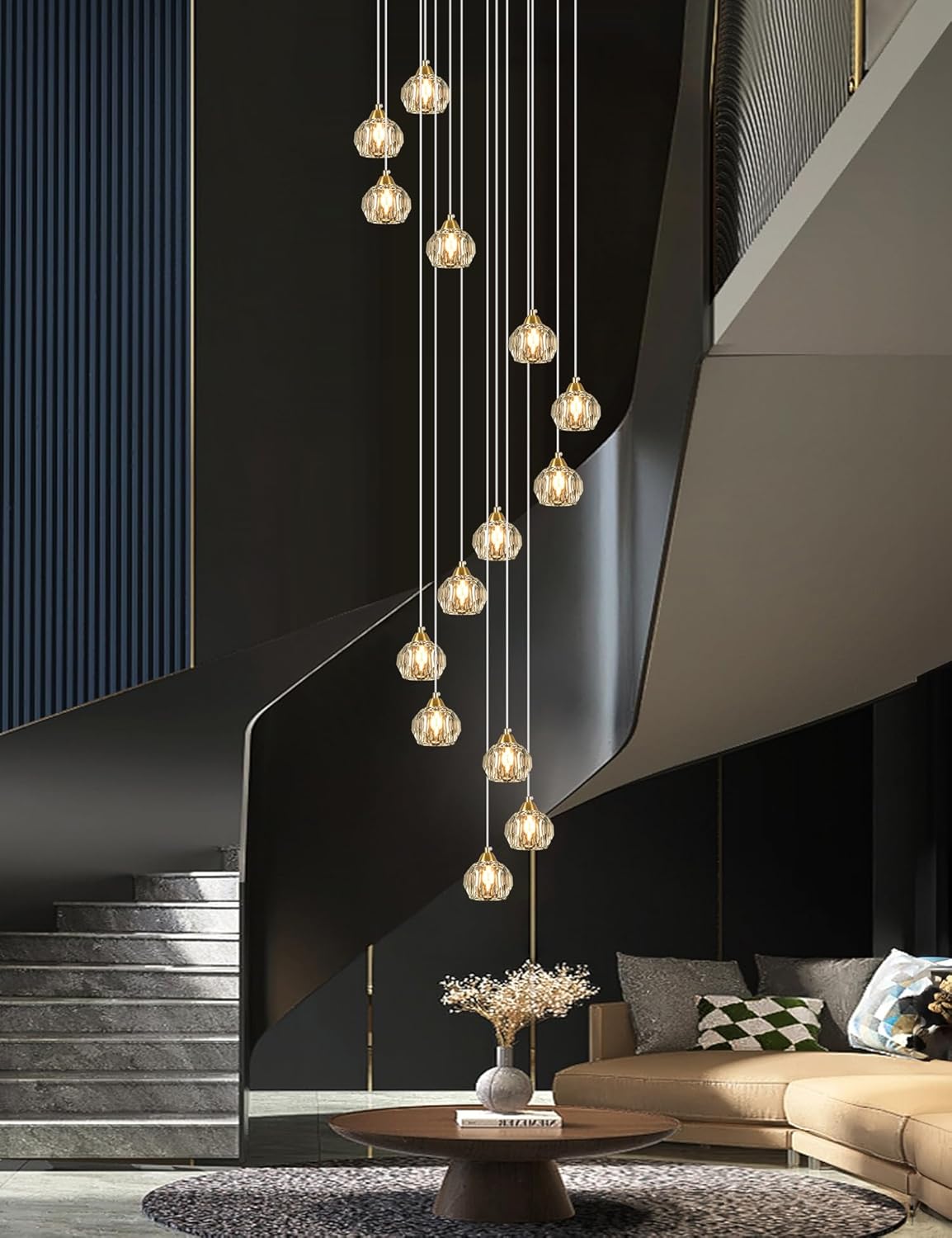 Luxe Black Chandelier — 14-Light - View 6