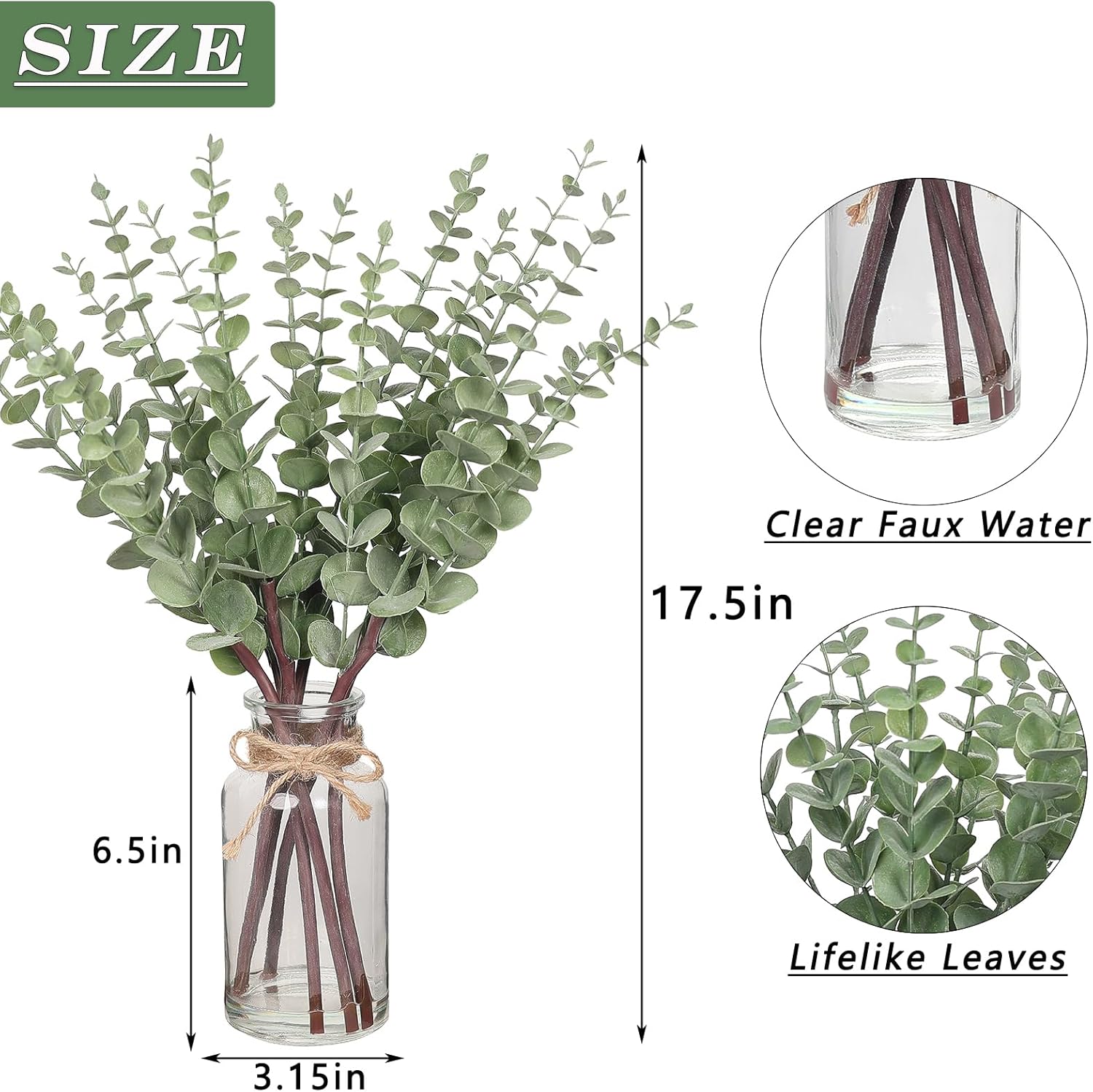 Farmhouse Glass Artificial Plant — 17.5" - View 6