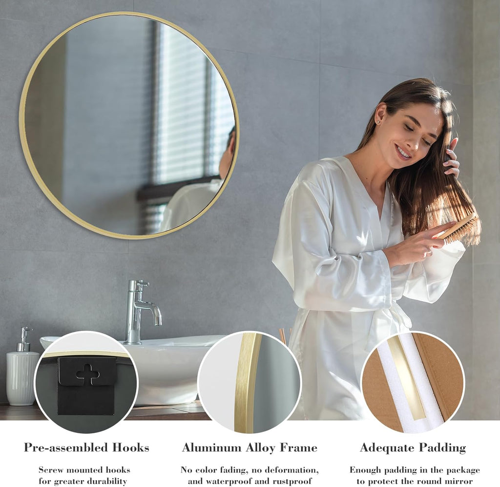 Framed Luxe Black Mirror — 36" - View 6