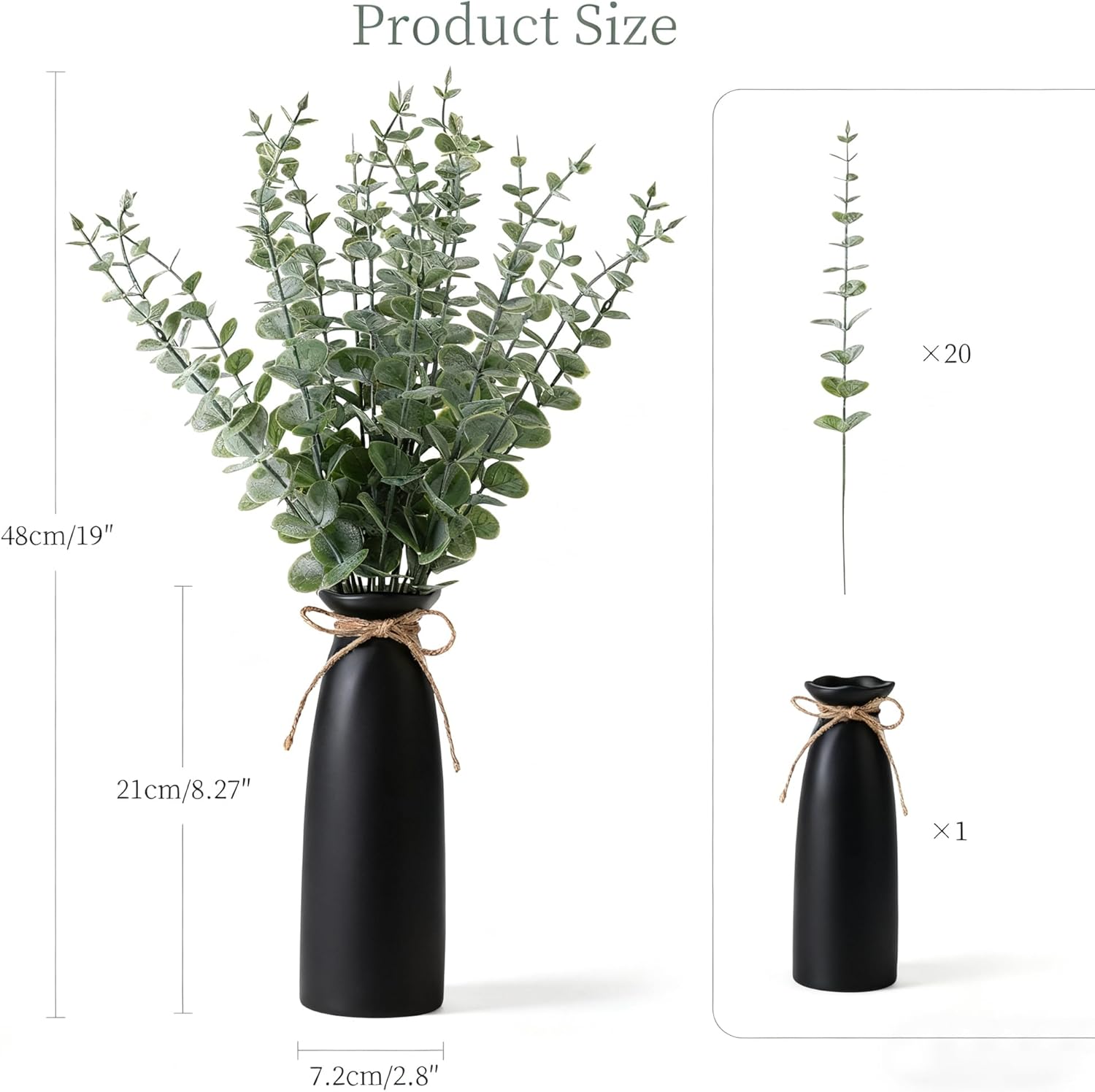 Farmhouse Black Faux Plant — 19" - View 3