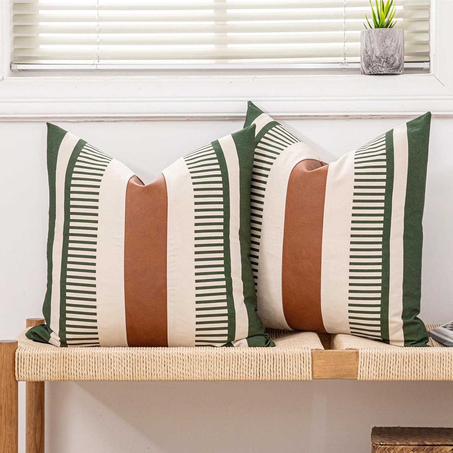 Boho Beige Throw Pillow Cover — 18" — 18" x 18" (Pack of 2)