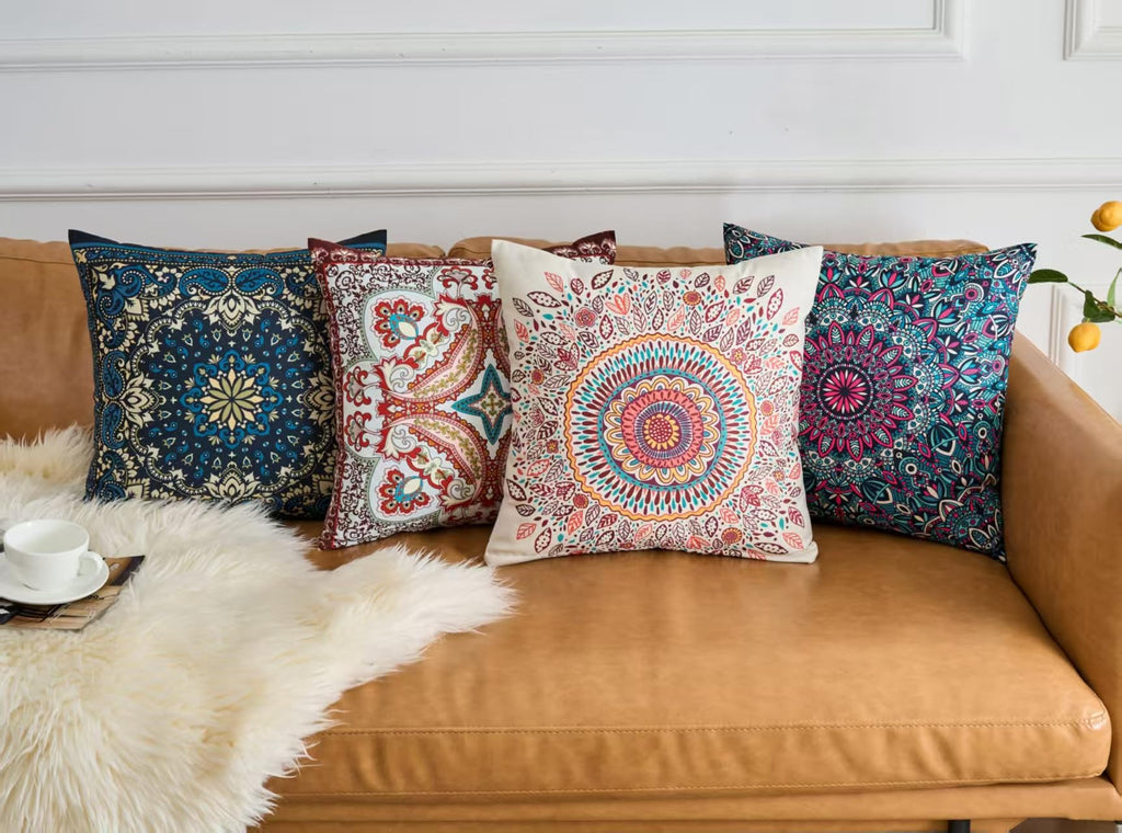 Velvet Boho Blue Throw Pillow Cover — 18"
