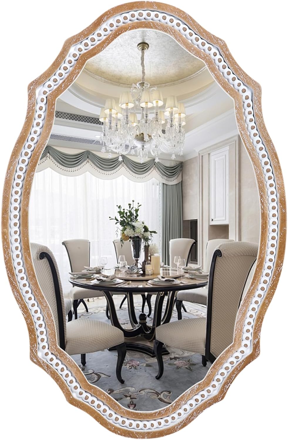 Round Farmhouse Wood Wall Mirror — 24" — Style 1