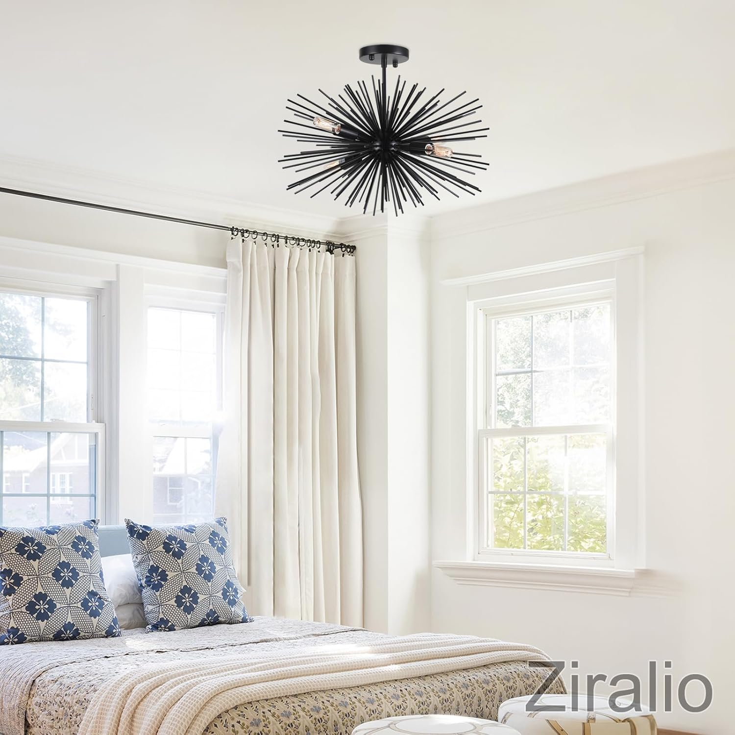 Modern Black Chandelier — 4-Light - View 8