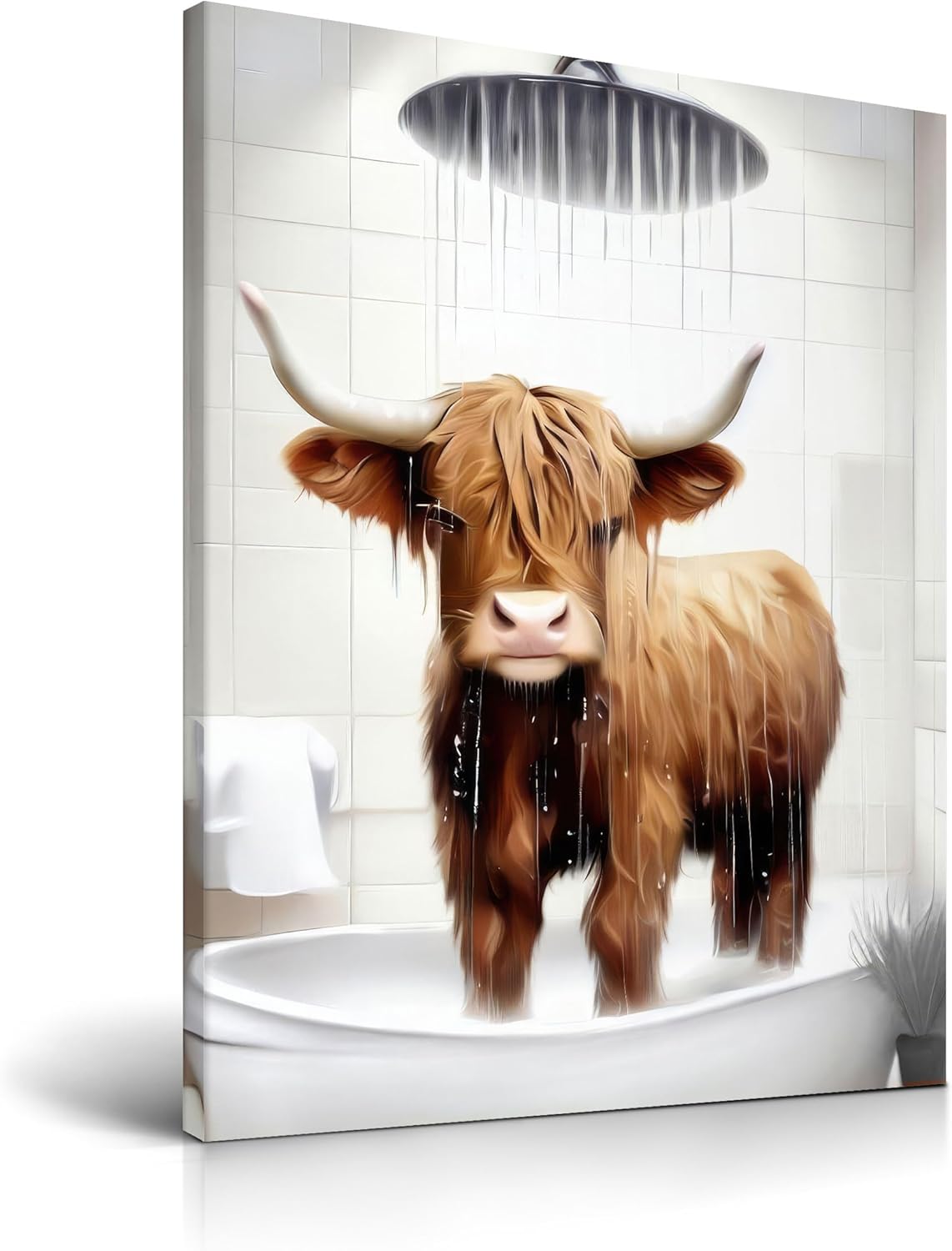 Black Framed Wall Art — 16" — Framed Cow Shower