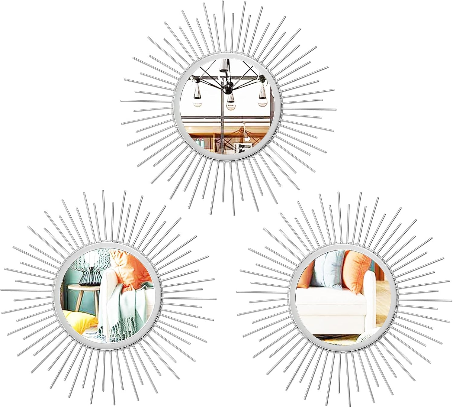 Vintage Boho Black Wall Mirror — Style 2-sunburst Silver