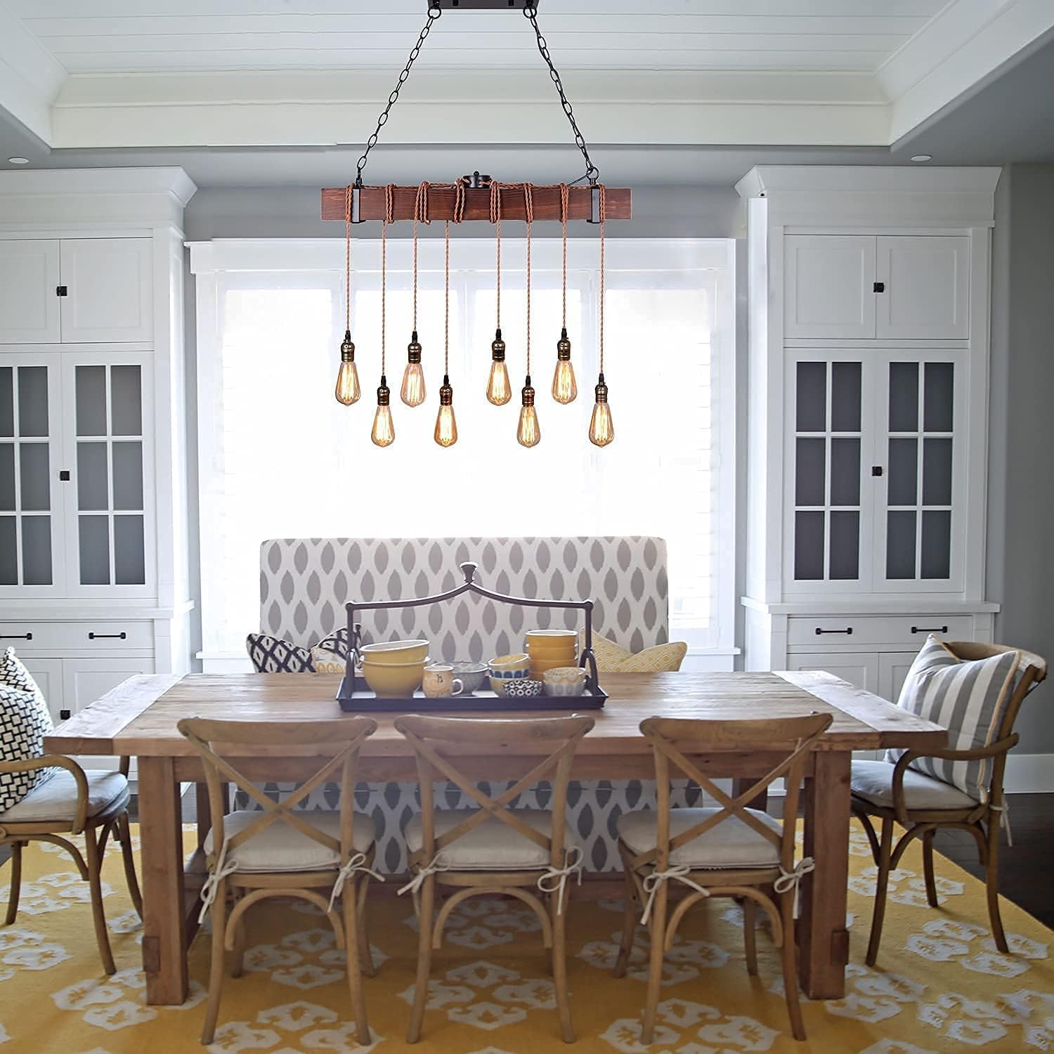 Farmhouse Wood Pendant Light - View 7