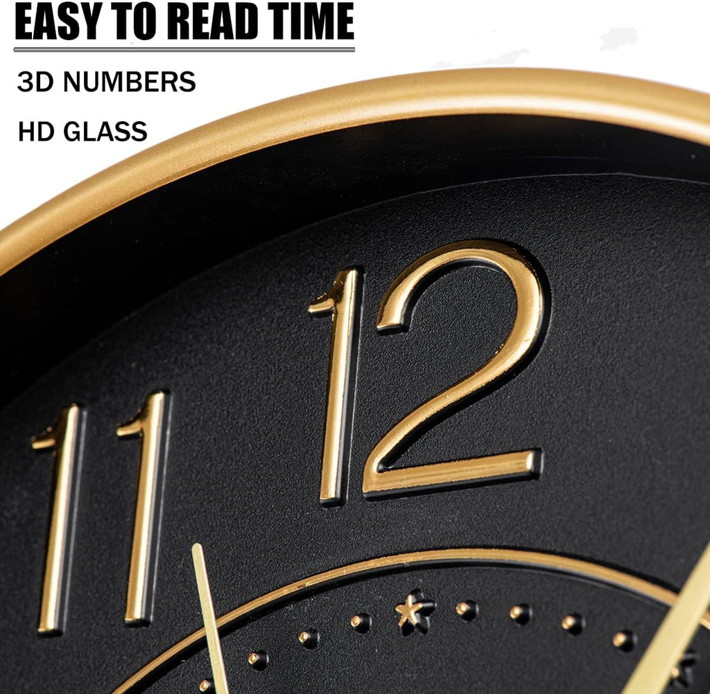 Battery Operated Luxe Black Wall Clock — 10" - View 5
