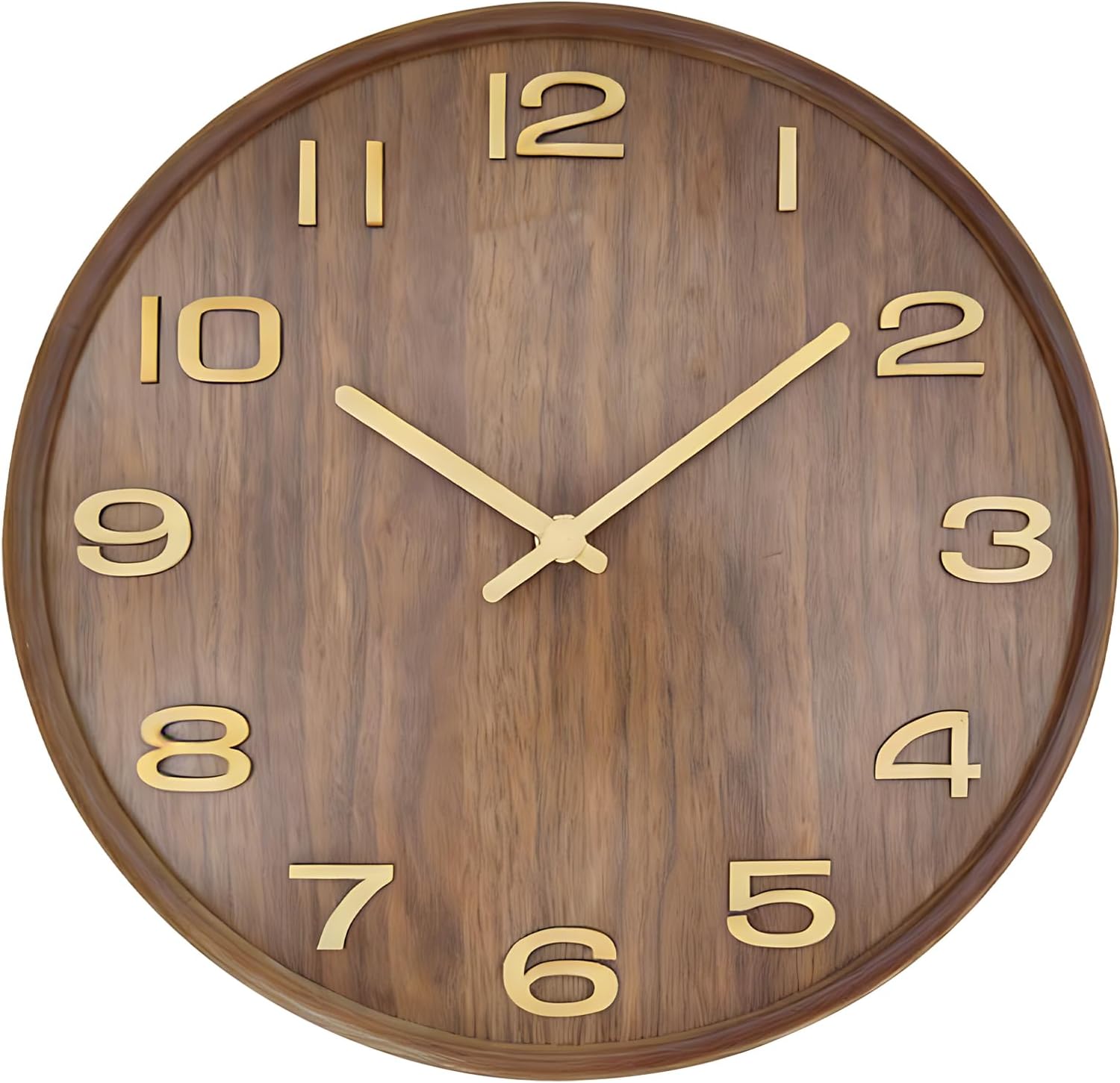 Battery Operated Beige Wall Clock — Brown
