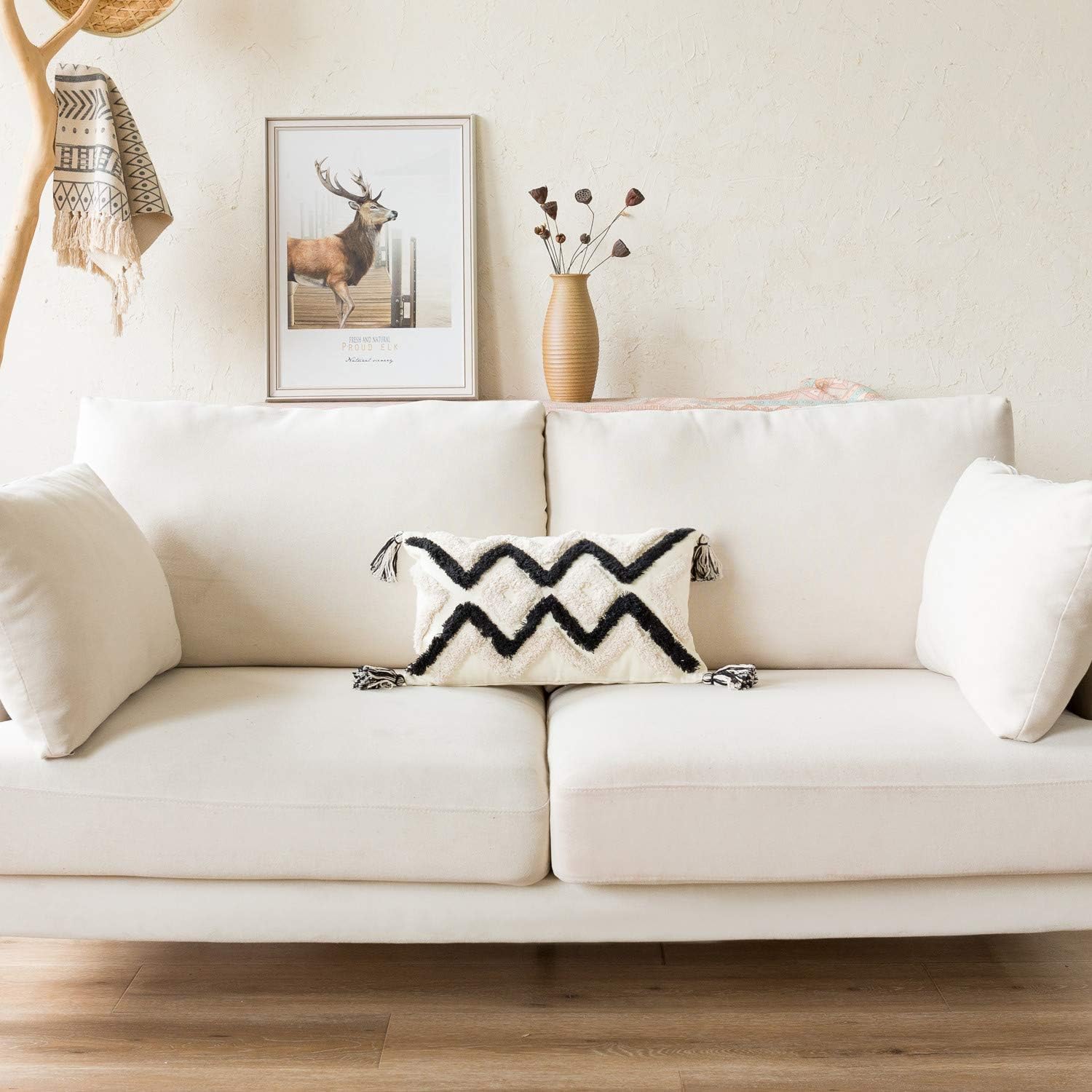 Tufted Boho Fabric Throw Pillow Cover — 20" - View 6