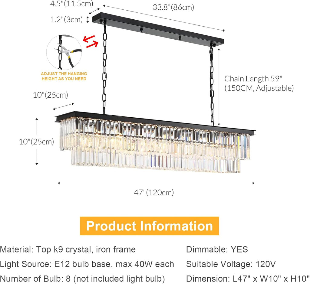 Rectangular Luxe Glass Chandelier — 47" - View 5