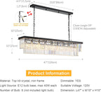Rectangular Luxe Glass Chandelier — 47" - View 5