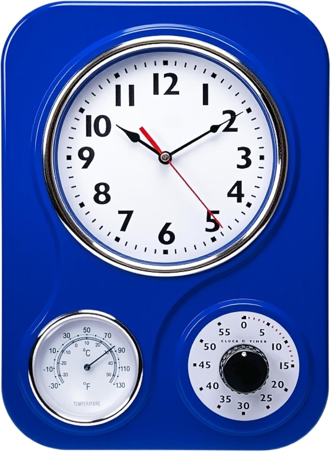 Vintage Mid-Century Black Wall Clock — 5" — Dark Blue