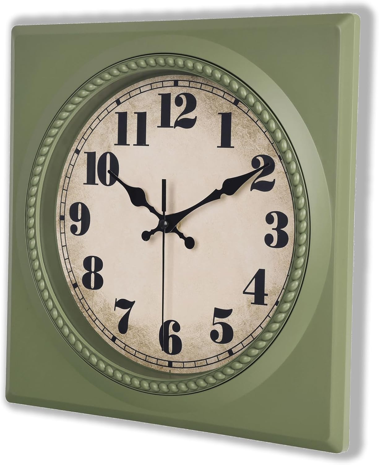 Battery Operated Mid-Century Gold Wall Clock — 12" — Olive Green