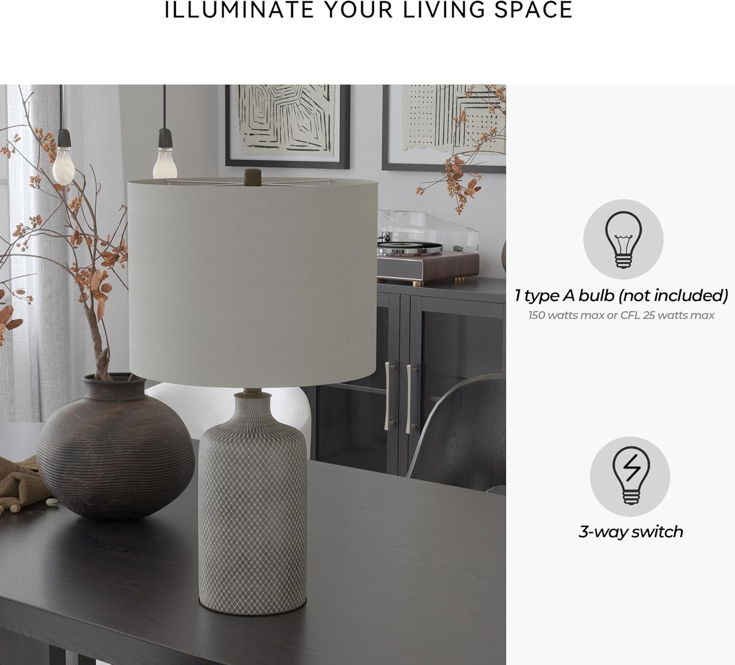 Antique Modern Beige Table Lamp — 25" - View 4