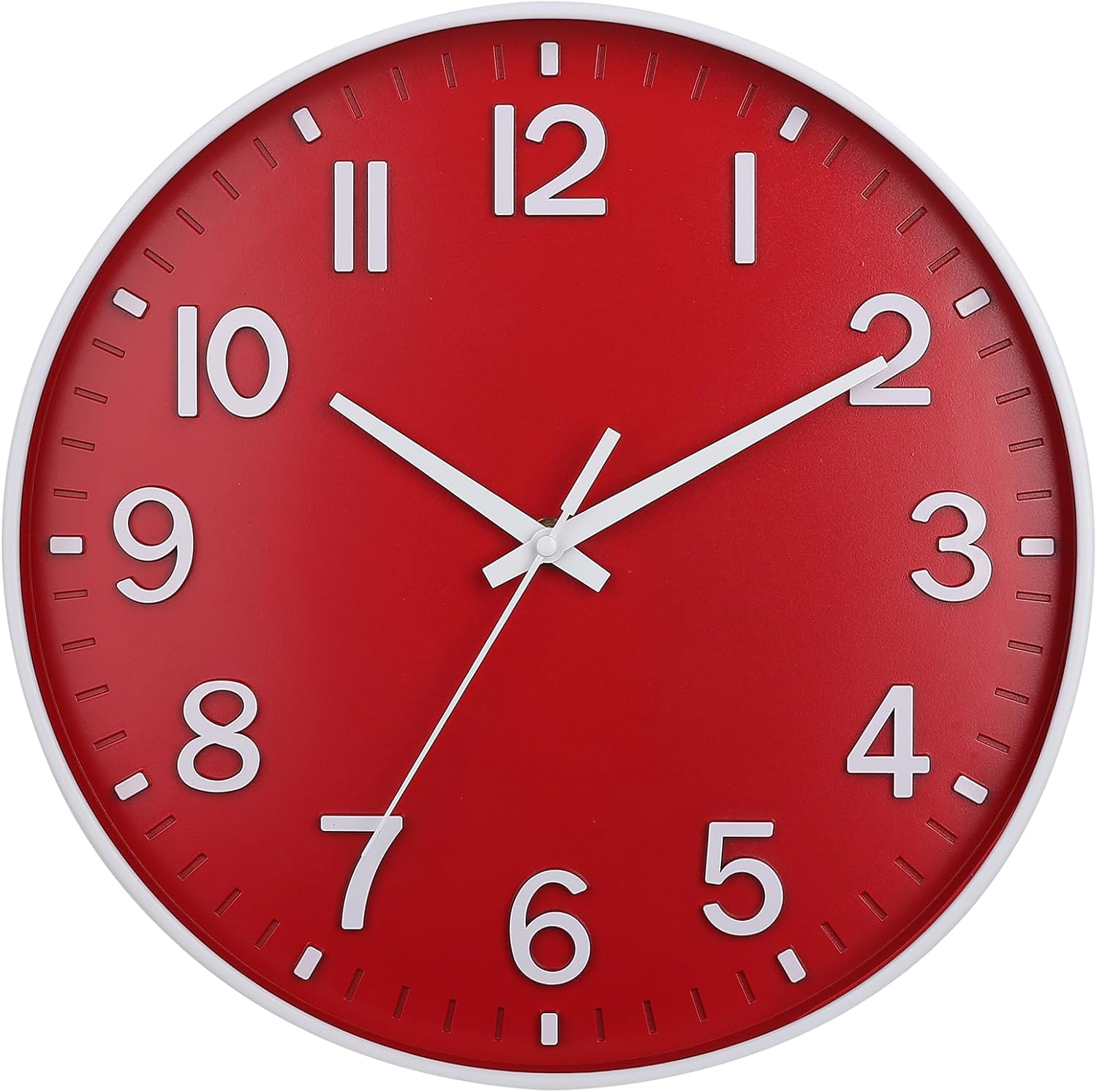 Battery Operated Modern Black Wall Clock — 12" — Kermesinus