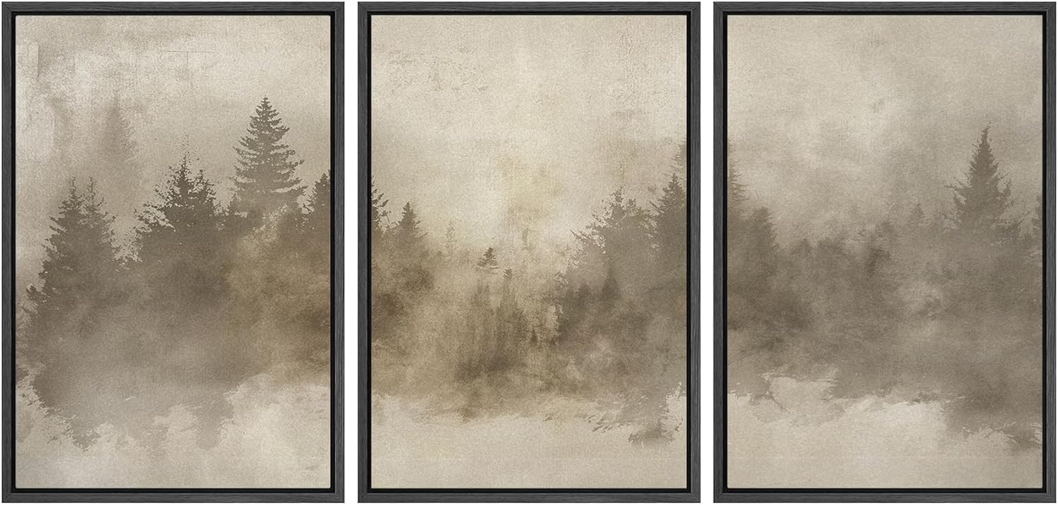 Framed Farmhouse Fabric Wall Art — 24" — 16"x24"x3 Panels Black