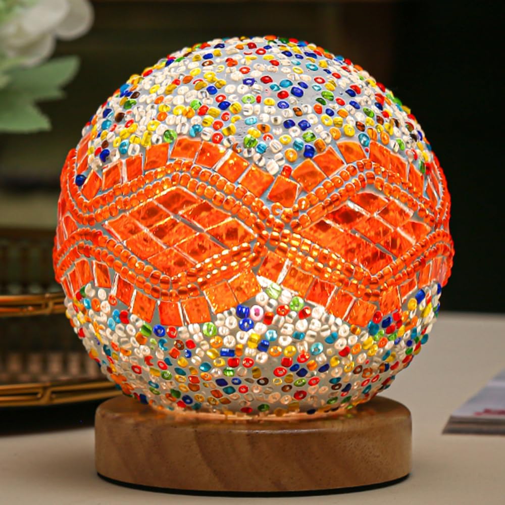 USB Boho Blue Bedside Lamp — 4.7" — Baroque