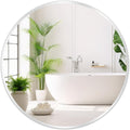Framed Beige Round Mirror — 20" — 24x24