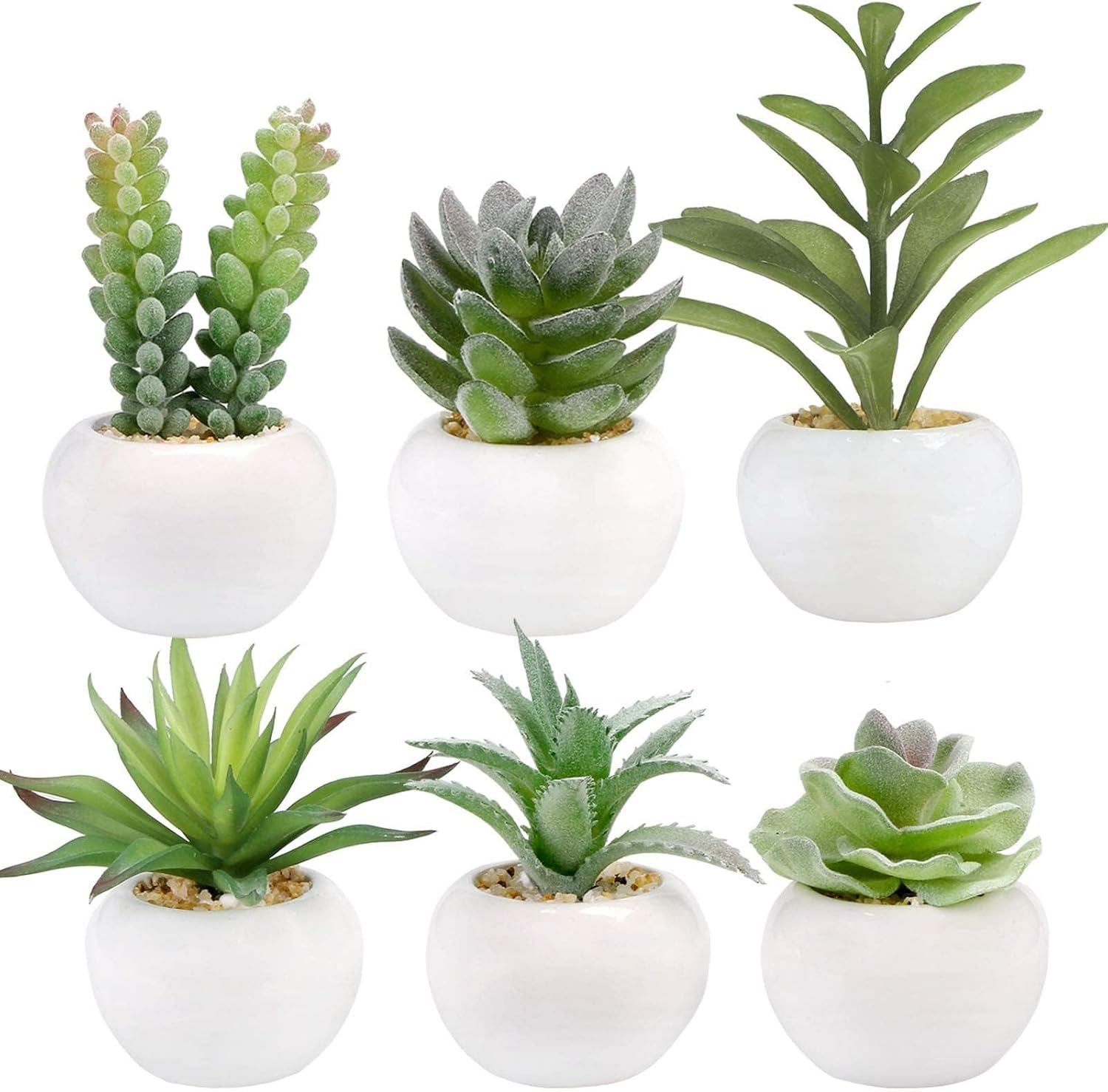Black Artificial Plant — Green-white Pot