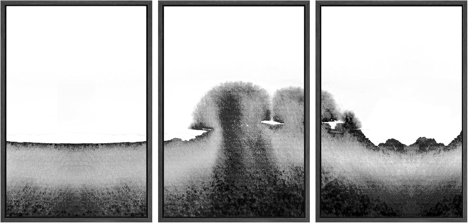 Framed Modern Green Wall Art — 16" — 16"x24"x3 Panels Black