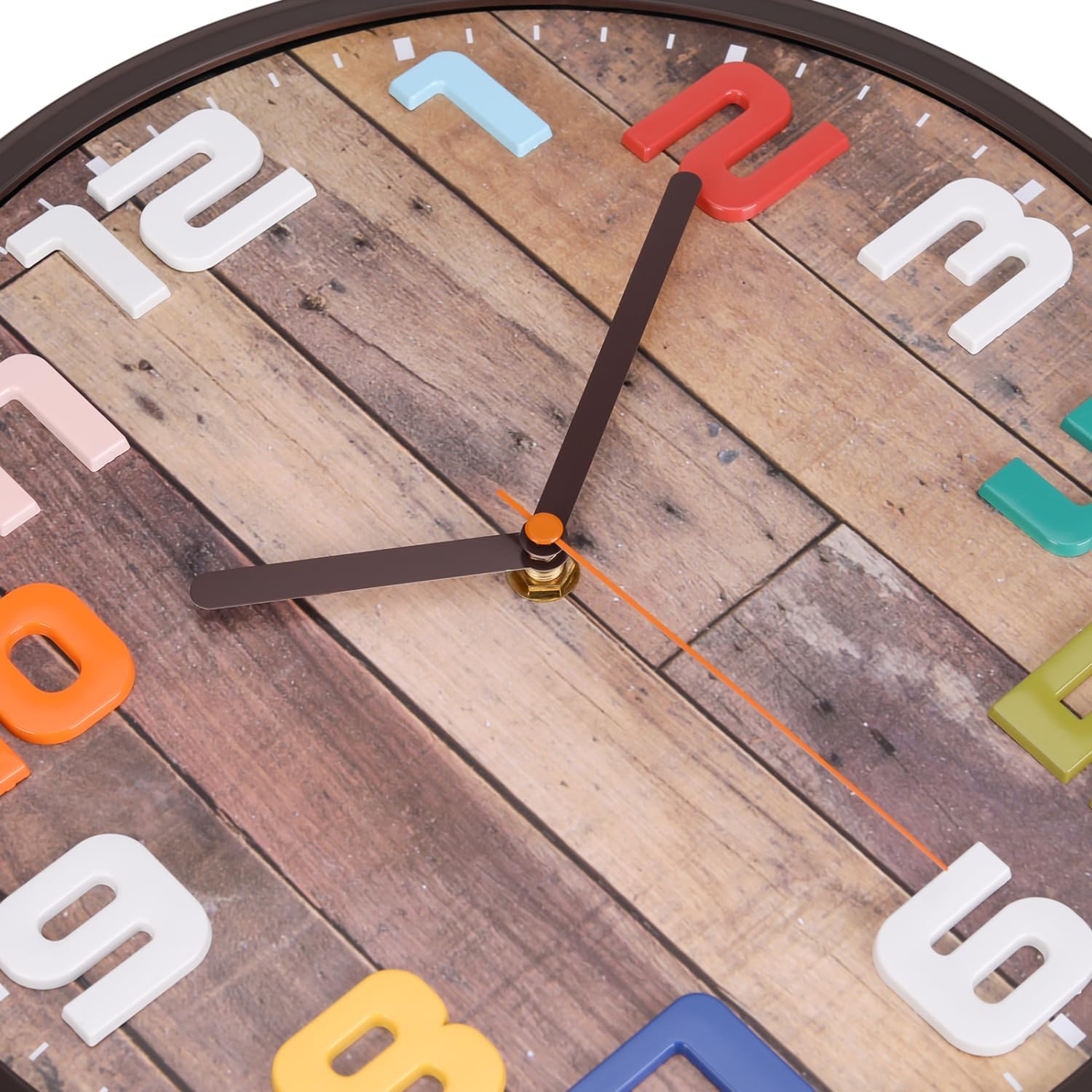Battery Operated Brown Wall Clock — 12" - View 2
