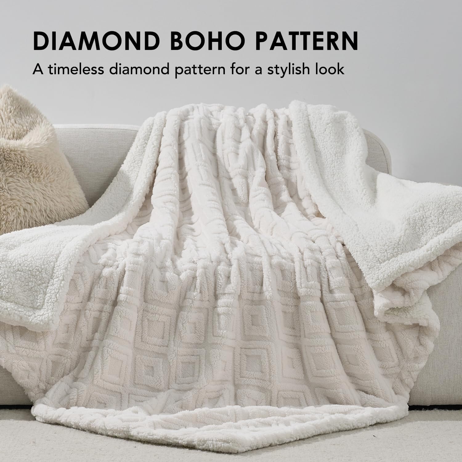 Boho Beige Throw Pillow — 50" - View 2