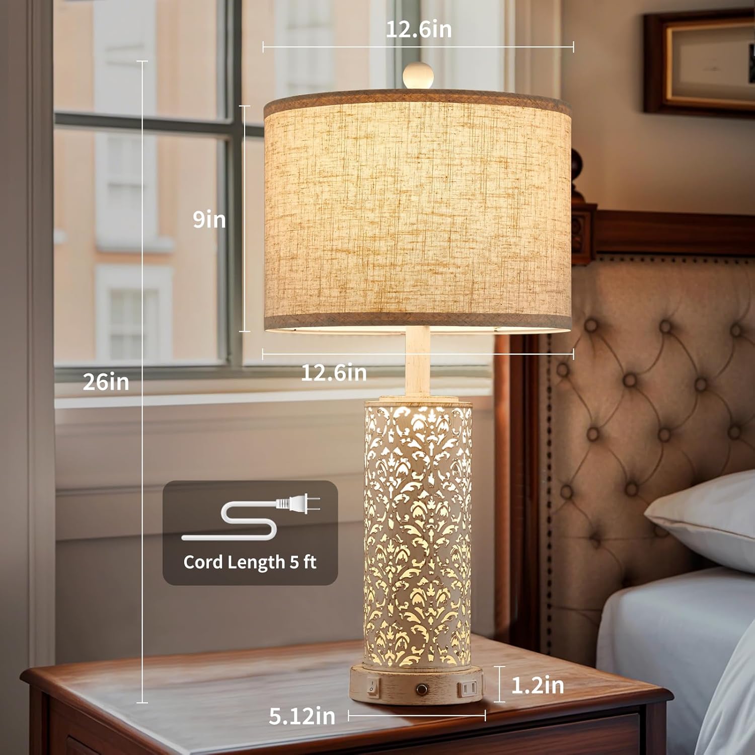 Dimmable Farmhouse Black Bedside Lamp — 26" - View 5
