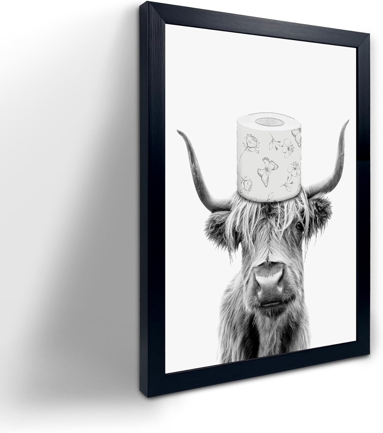 Framed Farmhouse Fabric Wall Decor — 8" — Highland Cow Prints