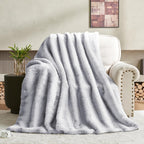 Luxe Brown Throw Pillow — 60" — Grey/White