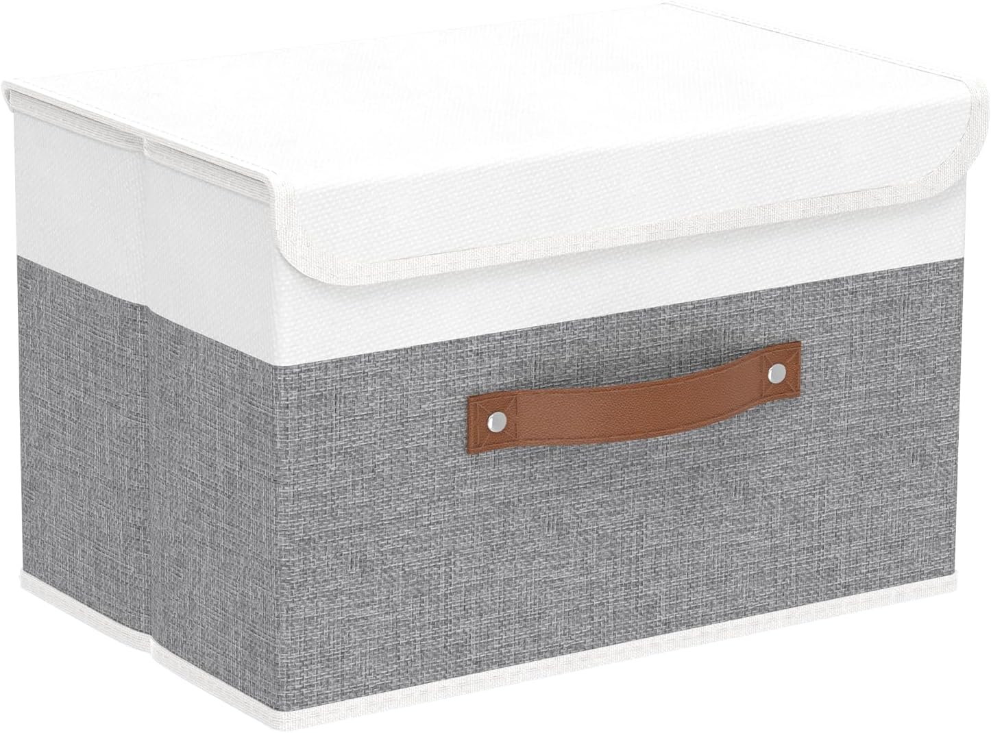 Linen Beige Basket — 15.0" — White/Grey