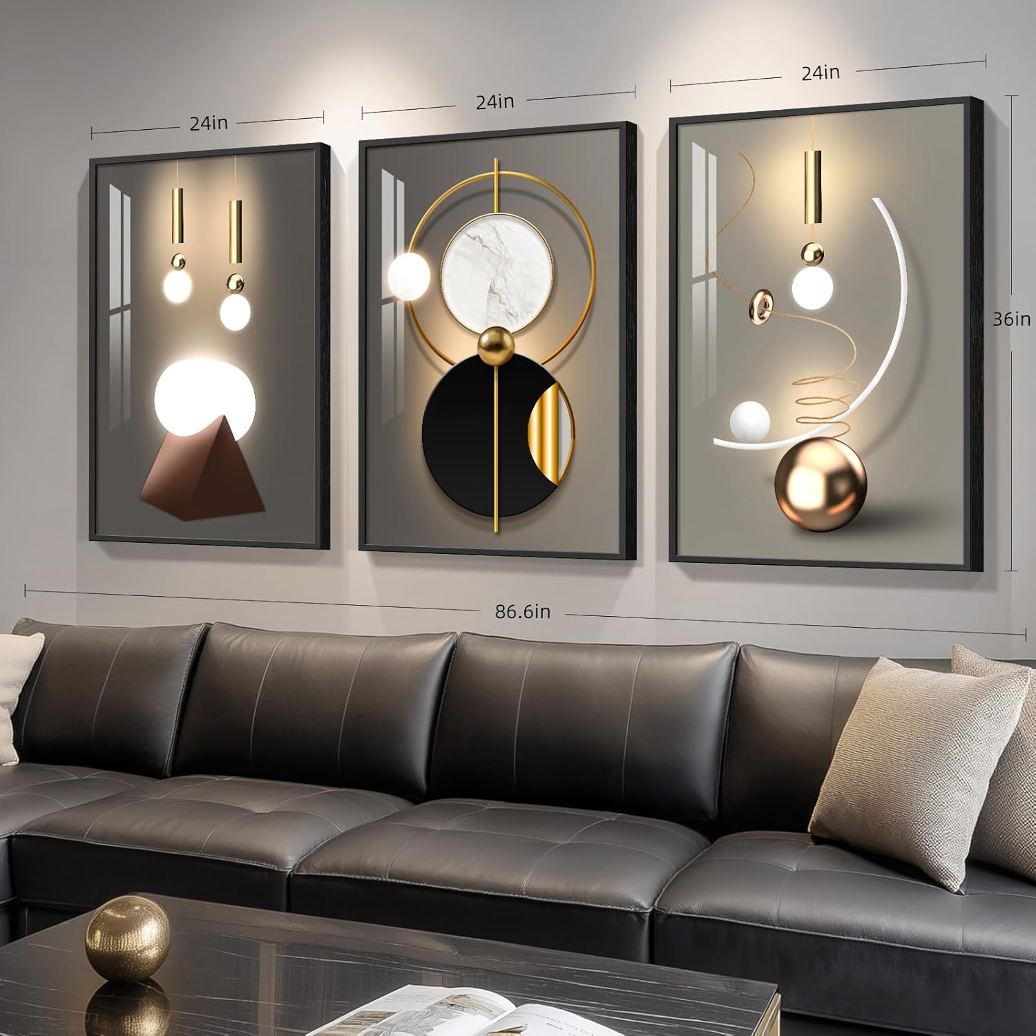 Framed Luxe Black Wall Decor — 36" - View 2