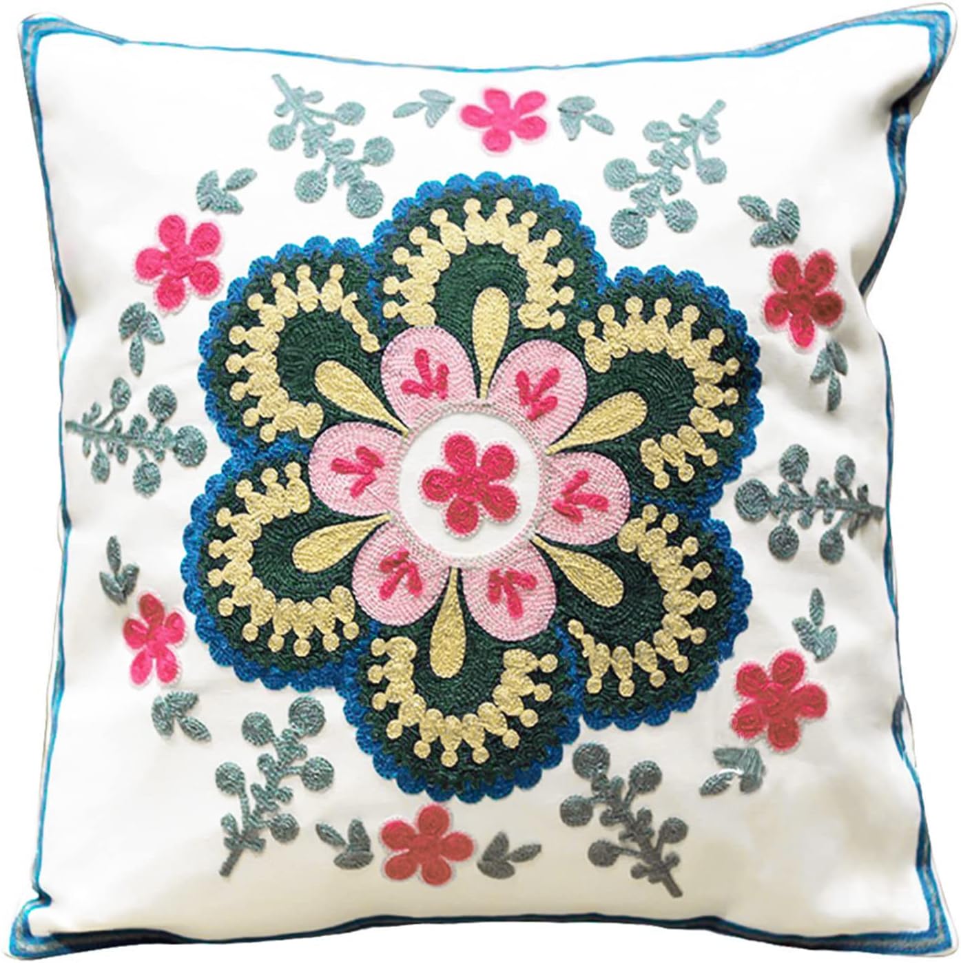 Boho Black Throw Pillow Cover — 18" — Flower