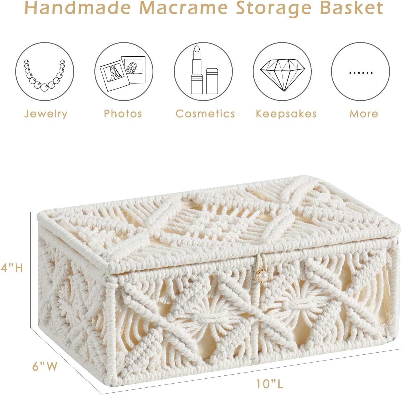 Boho Beige Storage Basket - View 3