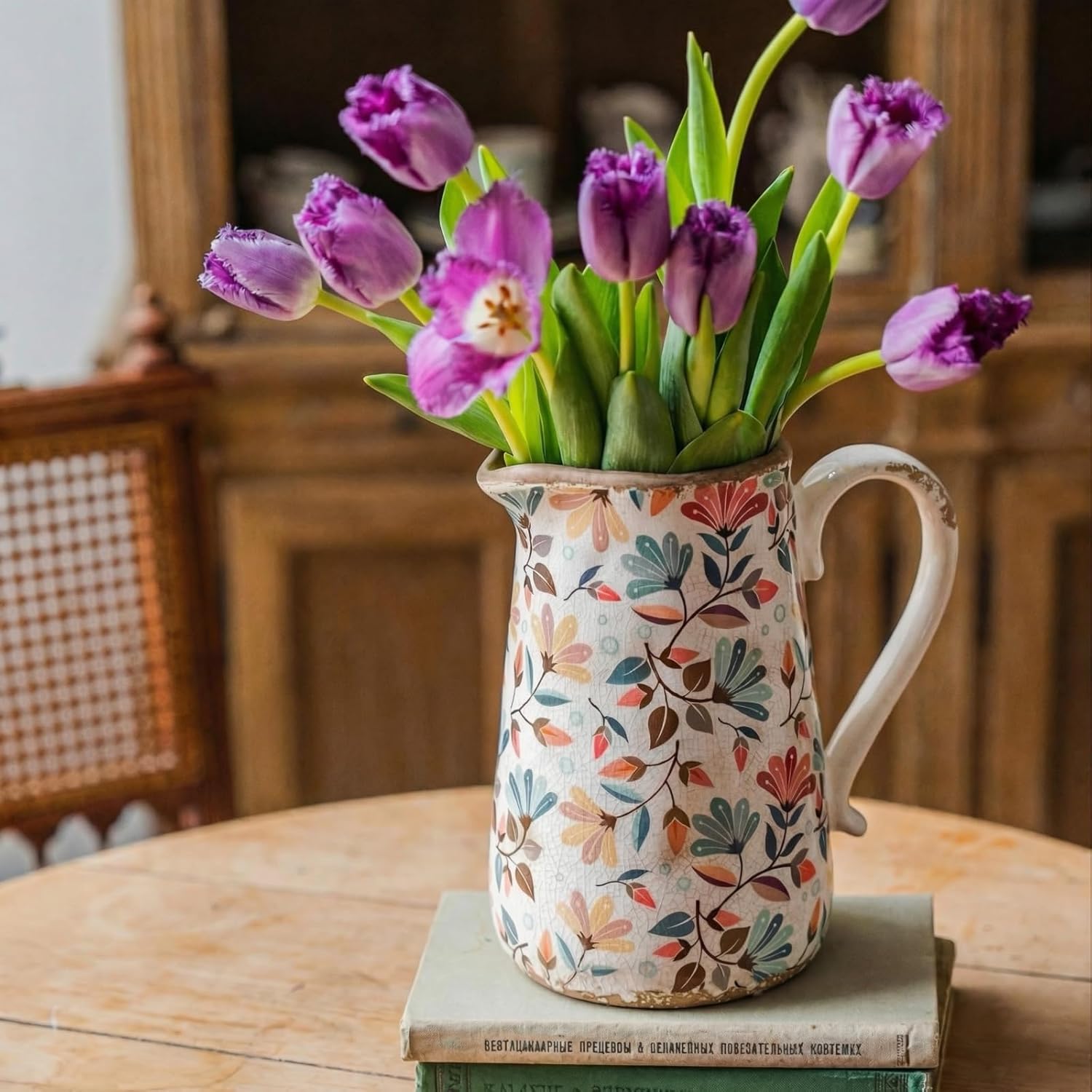 Vintage Farmhouse Green Flower Vase — Set of 3 — Phoenix Tail Flower